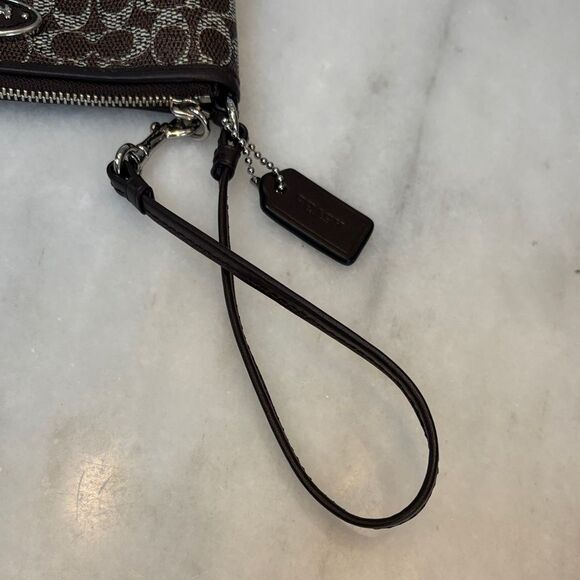 Coach Saffiano Leather Mini C Signature Logo Pouch Clutch Wristlet - Picture 8 of 14